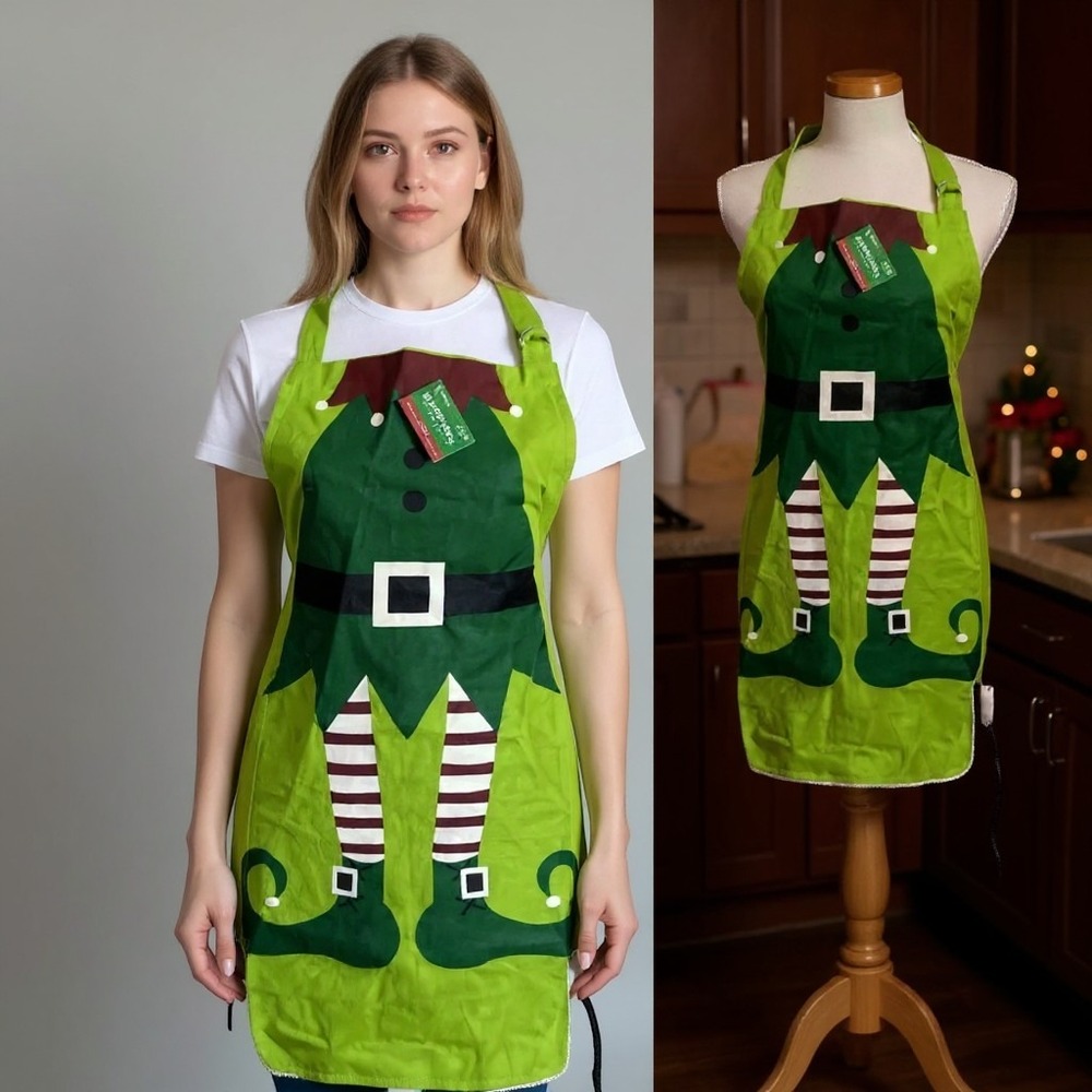 Elf Apron Sleigh Bell Bistro Christmas Green Holiday‎ Costume New Hobby Lobby